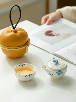 תה סיר כוס להגדיר Ultra-אור נייד נסיעות ערכת תה צבועים ביד כלי החרס סיר אחד כוס אחת חיצוני קמפינג קוואקר כוס תה