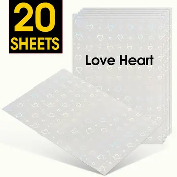 20 גליונות מדבקה הולוגרפית הסרט A4 דביק אוהב את הלב קר למינציה סרט עמיד למים DIY חבילת כרטיס צבע סרט צילום