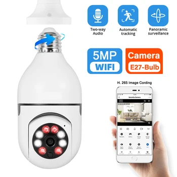 5MP הנורה E27 המצלמה WiFi אבטחה והגנה בייבי מוניטור פנימי מעקב וידאו הביתה מלא צבע ראיית לילה אוטומטי מעקב