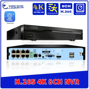 8CH 8MP 4K פו NVR וידאו מקליט אודיו מצלמת IP H. 265 מערכת טלוויזיה במעגל סגור ONVIF P2P תואם DAHUA מצלמת אבטחה HIKVISION