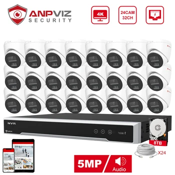 Anpviz 32CH 4K NVR 5MP POE IP אישית המצלמה Plug&Play מערכת טלוויזיה במעגל סגור חיצונית האבטחה ערכת מבט מרחוק H. 265 IR 30m