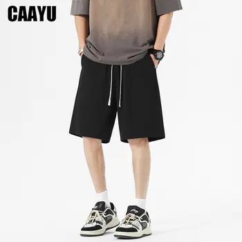 CAAYU מוצק צבע מכנסיים קצרים Mens קיץ מזדמן Y2K ריצה רגל ישרה טרקלין זיעה קצרים זכר גדול שחור מכנסיים קצרים Mens