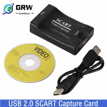 Grwibeou USB 2.0 כרטיס לכידת וידאו 1080P Scart המשחקים שיא תיבת בהזרמה בשידור חי הקלטה משרד ביתי DVD Grabber Plug And Play