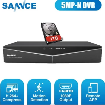 SANNCE 8CH 5MP-N סופר HD טלוויזיה במעגל סגור DVR h. 264+ מעקב מקליט וידאו דיגיטלי עבור 2mp/3mp/5MP Anolog המצלמה