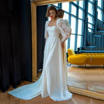 SoDigne 2023 שמלות כלה שמלות כלה אלגנטי תחרה אפליקציה שרוולים ארוכים קו בוהו החוף הכלה השמלה vestido de נוביה