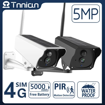 Tnnian 5MP 4G סולארית חיצונית מצלמת PIR זיהוי תנועה, אזעקת WIFI סוללה אבטחה מצלמות מעקב במעגל סגור מצלמת IP Tuya / V380