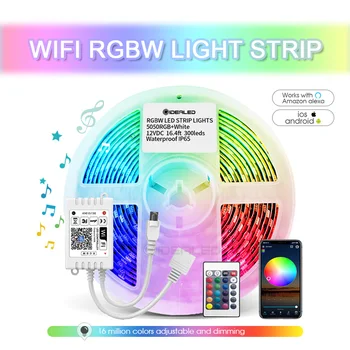 Wifi חכם RGBW אור LED הרצועה אלקסה אור מקיף מרחוק 5pin רצועת אורות לעבוד עם אלקסה&Google Assistant עבור עיצוב חדר