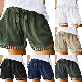 Y2k 2023 נשים אופנה הקיץ מוצק צבע רחב הרגל באיכות גבוהה מכנסיים קצרים מזדמנים לנשימה רופף החוף הוואי סגנון קצרים.
