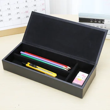 אופנה משרד ביתי אביזרים המטען תיבת אחסון 3 תאים עיפרון תיבת תיק עור PU שולחן כתיבה ארגונית מחזיק עט