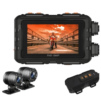 אופנוע DVR דאש מצלמת HD 1080P בגודל 3 אינץ ' מסך מגע קדמי מבט אחורי עמיד למים אופנוע מצלמה GPS מקליט אביזרים