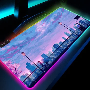 אנימה נוף זוהר משטח עכבר מחשב שטיח יפה מקלדת רכה מחצלת RGB העכבר מחצלת RGB Led High Definition LED משטח העכבר