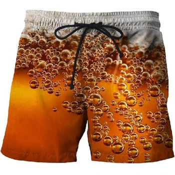 בירה גרפי לוח מכנסיים קצרים מכנסיים גברים 3D המפרץ מזדמן המודפס קצרים חוף קיץ מגניב לגלוש בגד ים הוואי בגד ים הקרח קצרים.