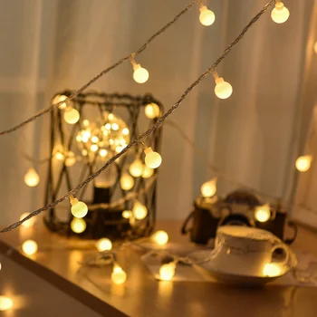 גרלנד 3M, 5M 10M א. א. סוללה הוביל כדור אורות מחרוזת אורות חג המולד מקורה גרלנד על סוללות חתונה חג המולד קישוט אור