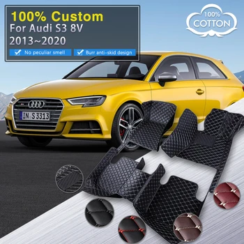 המכונית מחצלות עבור אאודי S3 8V Mk3 2013~2020 עור יוקרתי, שטיח עמיד למים השטיח נגד לכלוך משטח סט מלא אביזרי רכב 2014 2015