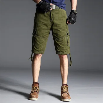 המכנסיים גברים קיץ כותנה קליל ישר אופנה חיצונית הספורט רצים הצבא קצר, מכנסי דגמ 