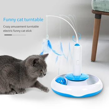 חשמלי 2 ב 1 החתול מקל, מגדל של מסלולים אוטומטית מסתובבת אינטראקטיבי חתולים, צעצועים הכדור מסתובב חתול המחמד Funnny מקלות