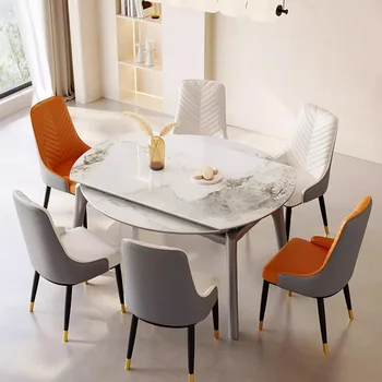 מלבן יוקרה שולחן אוכל לחיות מודרני בסגנון סקנדינבי מינימליסטי שולחן האוכל החלל שומרי מסה Comedor הרהיטים בסלון