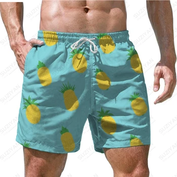 מצחיק החוף הוואי קצרים הדפסת 3D ירוק צמח הספורט של גברים מזדמנים לוח מכנסיים קצרים אופנה במכנסי ריצה לנשימה בתוספת גודל