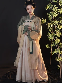 משי סיני הגלימה המסורתית האן התחפושת המקורית Hanfu טאנג המותניים הז ' קט חצאית טאנג סגנון רך בד השמלה על צילום