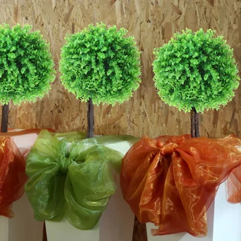 עלה ירוק כדורים דקורטיביים צמחי בית תליון דשא פלסטיק מלאכותי חיצוני