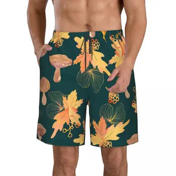 פטריות הדפסת 3D הקיץ של גברים מכנסיים קצרים החוף הוואי פנאי בסגנון שרוך הביתה קצרים.