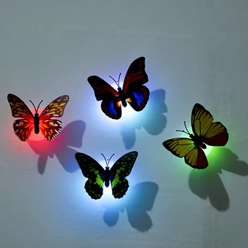 פרפר דביק LED מנורת קיר יצירתי הביתה קישוט החדר, תאורה פנימית תאורת אווירה צבע אקראי