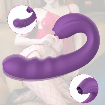 צעצועי מין נשיים מאונן 3 ב-1 ללקק סיבוב הלשון, דילדו, נקודת הג ' י הויברטור לנשים את הדגדגן כוס ממריץ בנות