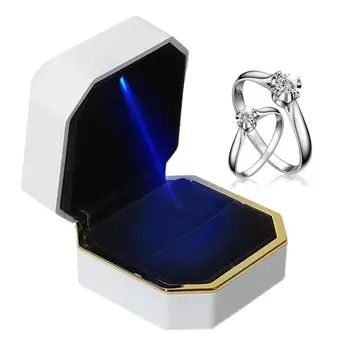 קופסת תכשיטים עם אור לתצוגה מתנה עגיל שרשרת טבעות אירוסין תיק אריזה ראווה LED תיבות מקרים אריזה קופסה